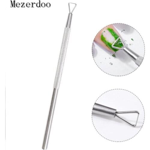 2Pcs/lot Triangle Head Nail Gel Polish Remover Tool Stainless Steel Stick Rod Cuticle Pusher Lacquer Cleaner Nail Art Care Tools