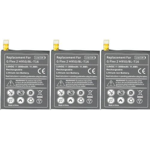 ITopZea 3pcs/lot 3000mAh BL-T16 / BL T16 Replacement Battery For LG G flex 2 Vu 4 Vu4 H950 H955 H959 US995 LS996 H955A ect