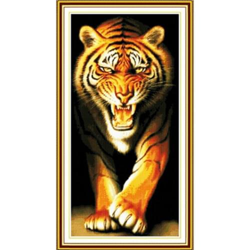 King of the monsters cross stitch kit animal tiger 14ct 11ct count printed canvas x stitching embroidery DIY handmade needlework