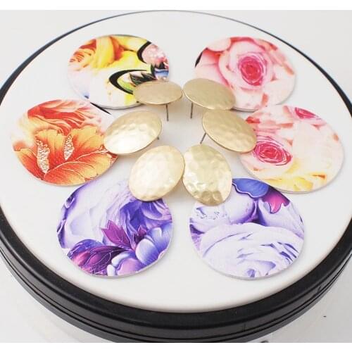 MANILAI Round Colorful Stud Earrings Women Heart Leather Earrings Jewelry Statement Earrings Party Accessories Brincos 2020