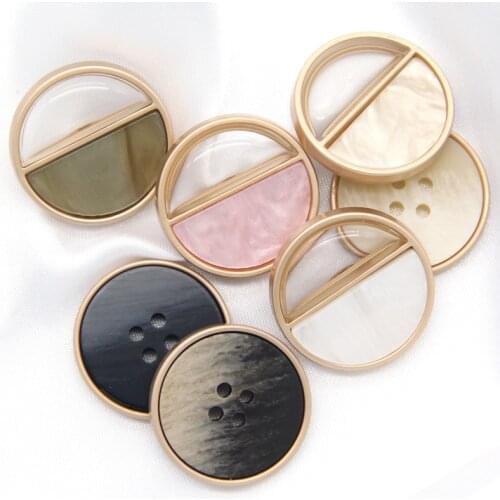 Round Transparent Gold Metal Sweater Buttons For Clothing Women Coat Suit Decorative Wedding DIY Sewing Accessories Wholesale