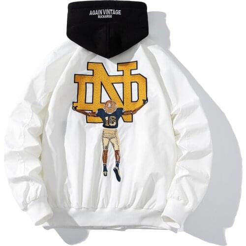 Embroidery Jacket Fashion Men Bomber Jacket Women Casual Baseball Jacket Funny Hooded Windbreaker Japanese Streetwear Hipster