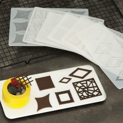 Square Shape Chocolate Mold Stencil DIY Nut Bark Cake Decorating Topper Hollow Out Frame Shaped For Sundae Parfait Ice Cream