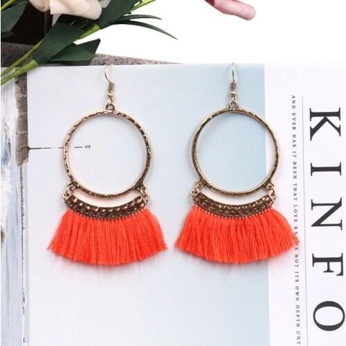 Fashion Creative Bohemian Circle Tassel Earrings