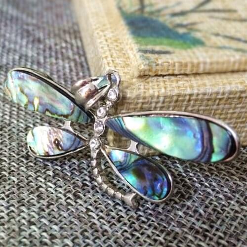 Fashion 21*55mm natural abalone shell dragonfly pendant approx animal design high quality free shipping jewelry findings B1113