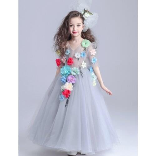 Girls Dress 2018 for Party and Wedding Dress Summer Princess Gown Floral Dress for Kids Girl Maxi Long Dress Costumes Vestido