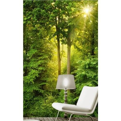 The custom 3D murals, beautiful sunshine green forest porch background murals,living room sofa TV wall bedroom wall paper