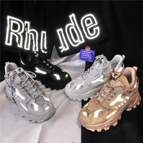 Casual Shoes for Men with Reflective,Sneakers Male Platform Chunky Footwear Lace Up Walking Shoes,Casual Dad Shoes