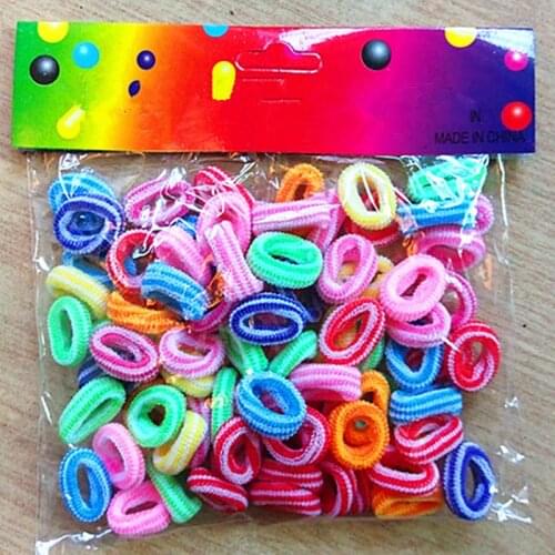 100 Pcs Per Lot Ring Hair Bands Girls Colorful Elastic Hair Rope Tie Gums Kids Rubber Band Ponytail Holder Hair Accessories