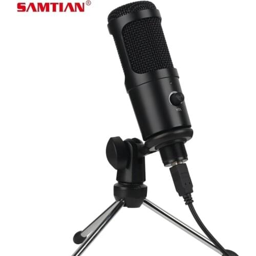 SAMTIAN USB Microphone Computer Voice Mic Studio Condenser Microphone Wiht Stand For Vocal Record KTV Karaoke Gamers Microphone
