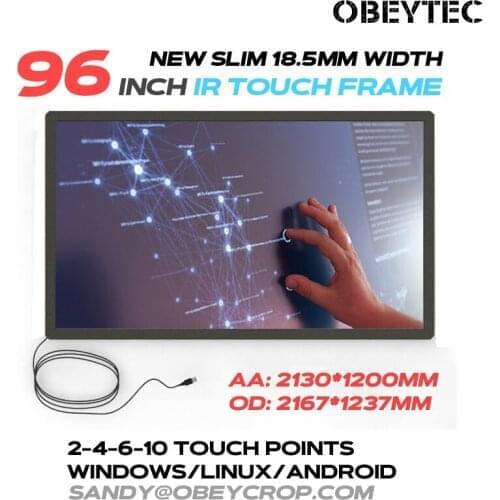 96" IR Touch Screen Panel, Ture 2 points, USB Port, Plug and Play, without Glass
