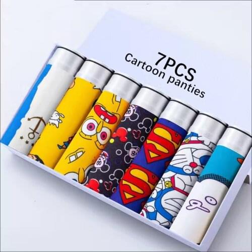 7pcs/lot Mens Boxer Shorts Cute Cartoon Print Mens Fashion Sexy Underpants Mens Underwear Soft Breathable Fun Mens Underwear