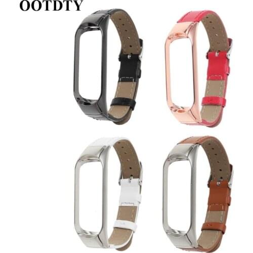 OOTDTY Replacement Leather Wrist Bracelet Sport Strap Watch Band for Xiaomi Mi Band 4