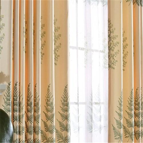 Velvet Printed Coral Grass Shading Modern Simple Pastoral Customizable Finished Curtains for Living Dining Room Bedroom