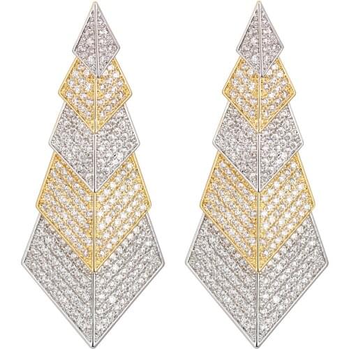 TIRIM Chandelier Style Dangle Earrings for Women Eardrop Drop Cubic Ziron Dubai Earing Nigeria Jewelry Gifts