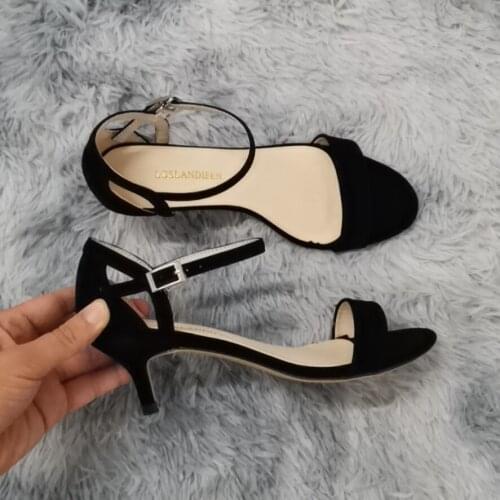 Women Sandals Summer Sexy 5cm Low Heels Peep Toes Ankle Strap Sandal High Heels Party Dress Black Red Wedding Shoes Plus Size