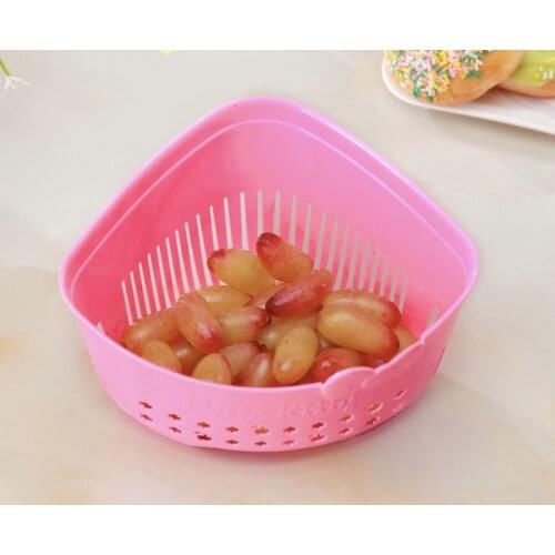 20pcs/lot kt pink plastic fruit vegetable washing drain basket wholesale kitchen supplies storage holder 19.9*12.2*15.5cm