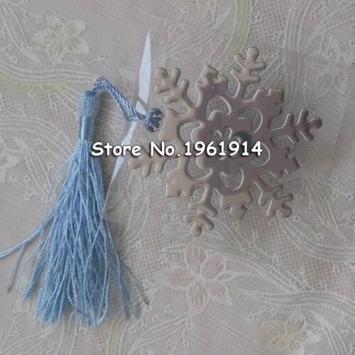 200pcs Book Marker Snowflake Bookmarks Winter Flower Pendant Gifts Tassel Favors Thanksgiving Christmas Birthday Gift With Box