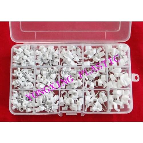 255 piece/box circle nail cable clips 4mm,5mm,6mm,7mm,8mm mix in box fix the cable