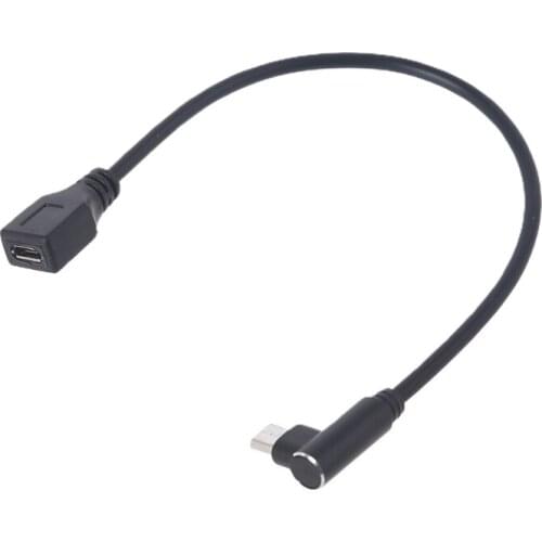 28EA 90 Degree Micro USB Male to Female Extension Cable Cord Compatible with Cellphone Mobile Phone Tablet and more