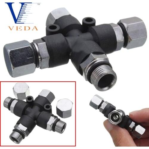 VEDA 3 Way Airbrush Airhose Splitter Manifold with 1/8" BSP Fittings 2 Male Air Outlets and 1 Female Air Inlet