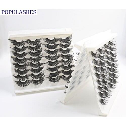 32 Pairs 25mm Faux Mink Lashes Wholesale Fluffy Messy Curly Fake Eye Lash Extension with Tray and Box Suppliers
