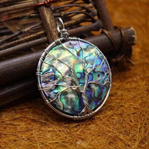 6pcs Bohemian Shell Necklace Tri-color Natural Abalone Handmade Pendant Necklace Chakra Reiki Healing Pendulum For Girls Women