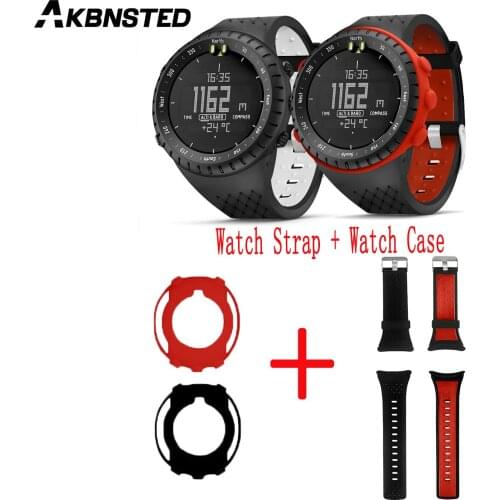 AKBNSTED Fot Suunto Core Smart Watch 2 in1 Colorful Silicone Watch Strap+Soft Silicone Watch Protective Case Replace Accessories