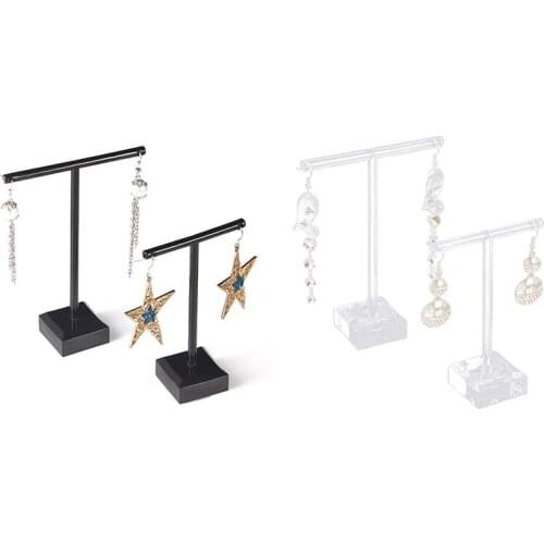 Acrylic Earrings Jewelry Display Rack Stand Organizer Holder Case Necklace Bouches Ornament Hanger T-Bar 2Pcs/Set