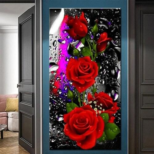 New DIY Diamond Painting Red Rose Full Square/Round Diamond Art Mosaic Cross Stitch Wedding decoration Flower large size P1194