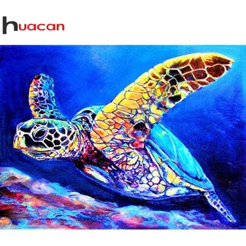 Huacan Diamond Art Painting Tortoise Cross Stitch Embroidery Sea Turtle Home Decor Mosaic Animal Wall Decor