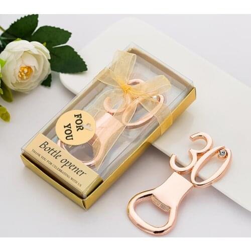 Free Shipping 100pcs New Arrival Gold Digital 30 Opener Beer Bottle Opener wedding Birthday Party Giveaway Gift For Guest SN3054