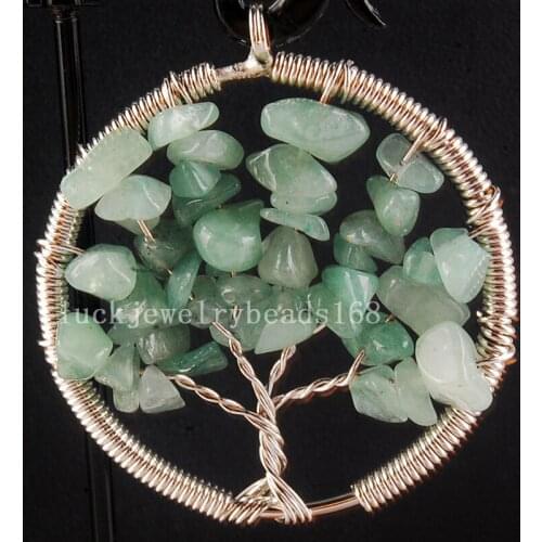 Free Shipping Fashion Jewelry 49mm Fashion Tree of life - Aventurine Wire Wrap Women Men Pendant bead C4028