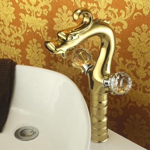 Deck Mounted Brass Material of Animal Dragon Artistic Mixer