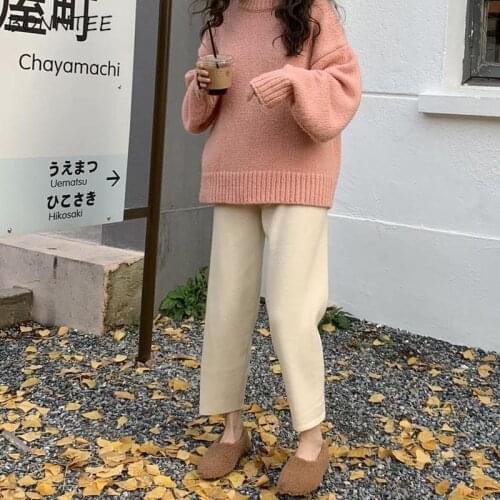 Pants Women Soft Autumn Warm Slim Chic Ladies Ankle-Length Elastic Waist All-match Elegant Simple Popular Ulzzang Female Clothes