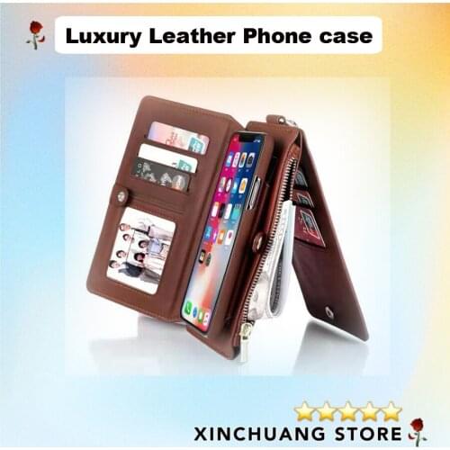 Luxury Leather Walllet Case for iPhone 11 Pro Max Apple X XR XS 7 Plus 6S Folio Flip Cover Shockproof Business Phone Full Protec