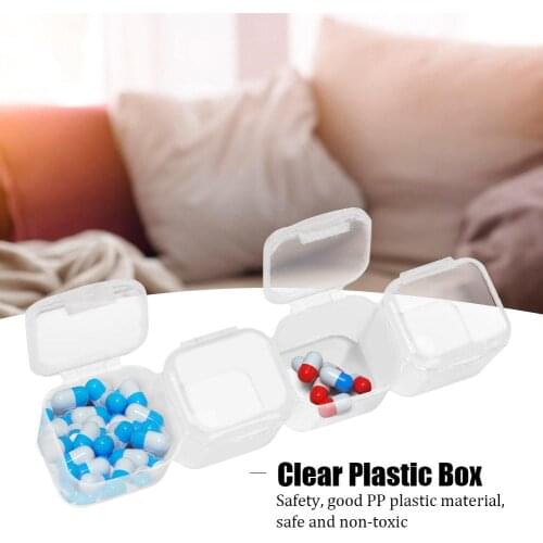 Portable 4 Grids Pill Case Transparent Plastic Medicine Storage Tablet Pill Box Jewelry Storage Display Cases Organizer