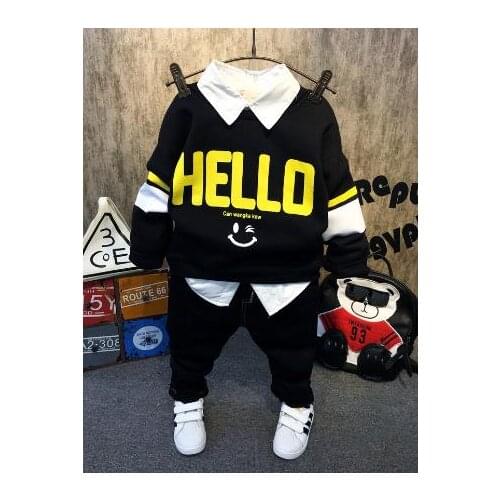 Kids Clothes sets Boys Plush sweater +plush shirt +plush jeans 3pcs 2-6Y Childrens winter thickening suit baby boy clothing