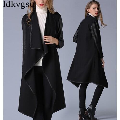 European Fashion Windbreaker 2020 Women Korean Black Loose Thin Irregular Spring Autumn Long Trench Coats V277