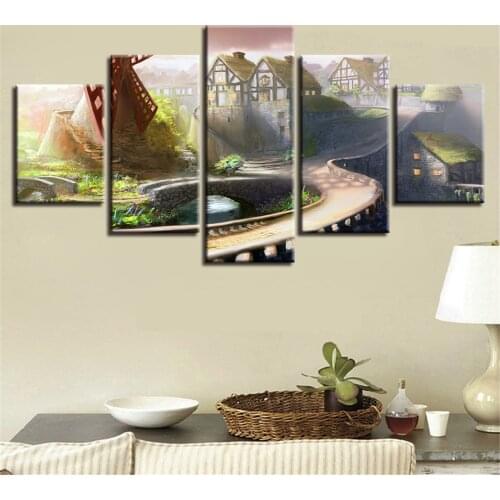 HD printing room wall decoration painting frame art 5 pieces Moqiao modular path family landscape canvas picture poster