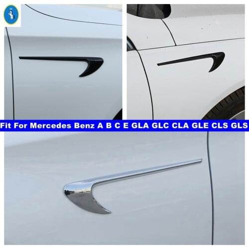 Chrome / Black Side Air Outlet Leaf Foliage Fender Cover Trim Fit For Mercedes Benz A B C E GLA GLC CLA GLE CLS GLS