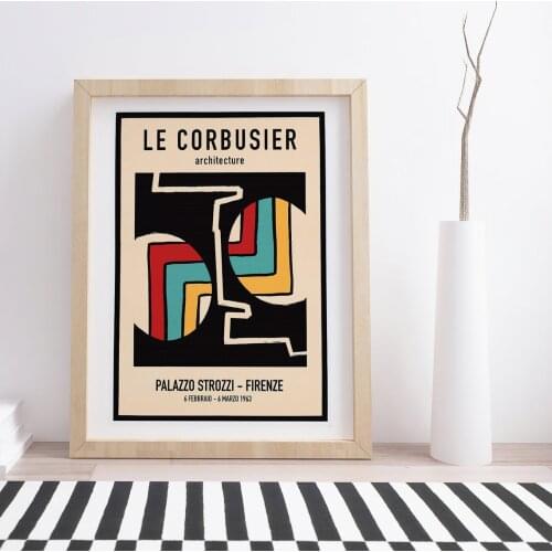 Canvas Painting Print Le Corbusier 1963 Exhibition Poster | Vintage Art Exhibition Poster