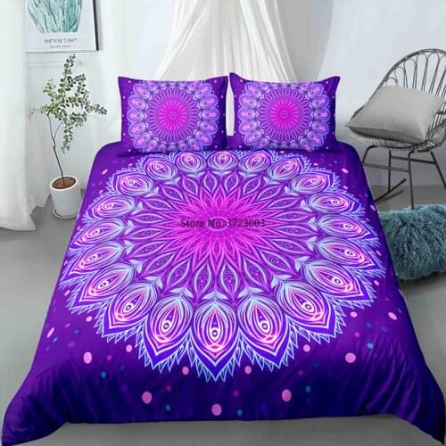 3D Psychedelic Mandala Digital Print Bedding Set Stylish Bohemian King Queen Size 2/3 Piece Home Textile