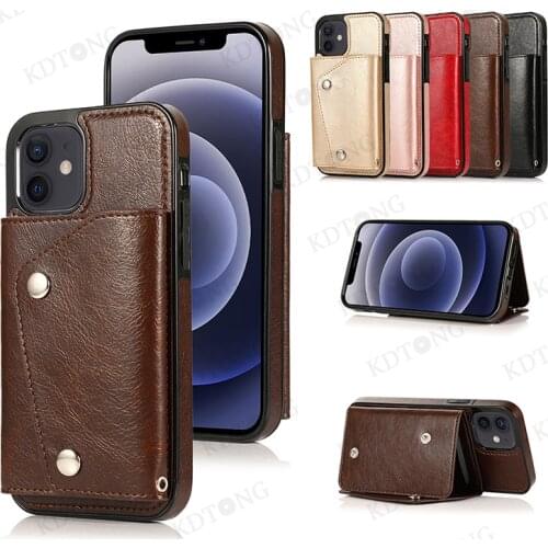 Fashion Solid Color Leather Case For iPhone 12 11 PRO XS MAX Mini SE 2020 X XR 8 7 6 6S PLUS Luxury Folding Bracket Phone Cases