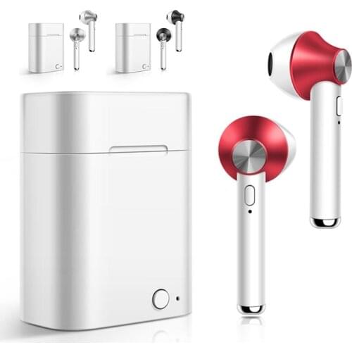 Red TWS Stereo Bass Earphone Bluetooth Earphones Wireless Headphones Women Men Sport Earbuds Handsfree For Phone Headsets