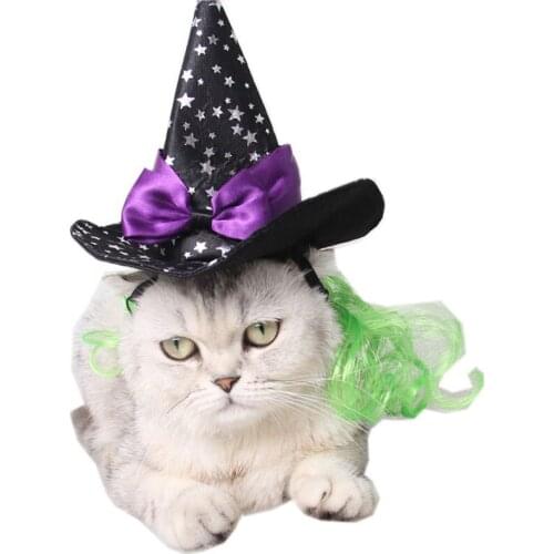 Cool Star Spider Web Pet Cat Dog Halloween Costume Cosplay Wizard Sharp Hat Cap Masquerade Party Birthday Gift Pet Supplies