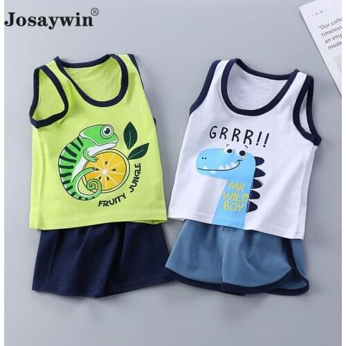 Josaywin Summer Children Suits Kids Girls Boys Print Cute 2 Pieces Sets Short Sleeve Top+Shorts Toddler Baby Kids Clothes Set