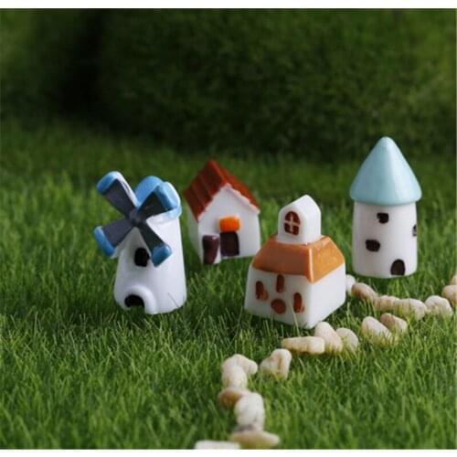 1 Pcs Mini hut windmill house castle Mini Craft Figurine Plant Pot Garden Ornament Miniature fairy garden supplies