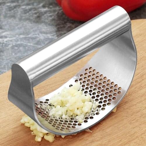 Multi-function Manual Garlic Press Curved Garlic Grinding Slicer Chopper Stainless Steel Garlic Presses Cooking kitchen Tool
