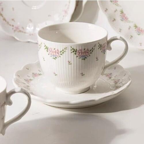 Coffee Cup Set Tapa Silicona Taza Net Red European Small Light Luxury AfternoonBlack Tea Exquisite Saucer Vaso Plegable